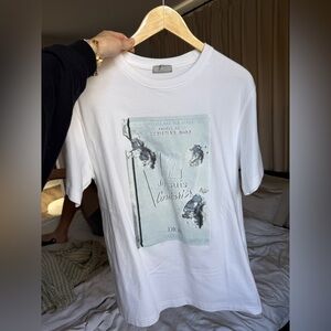 Christian Dior White Artistic Print Men's Tee